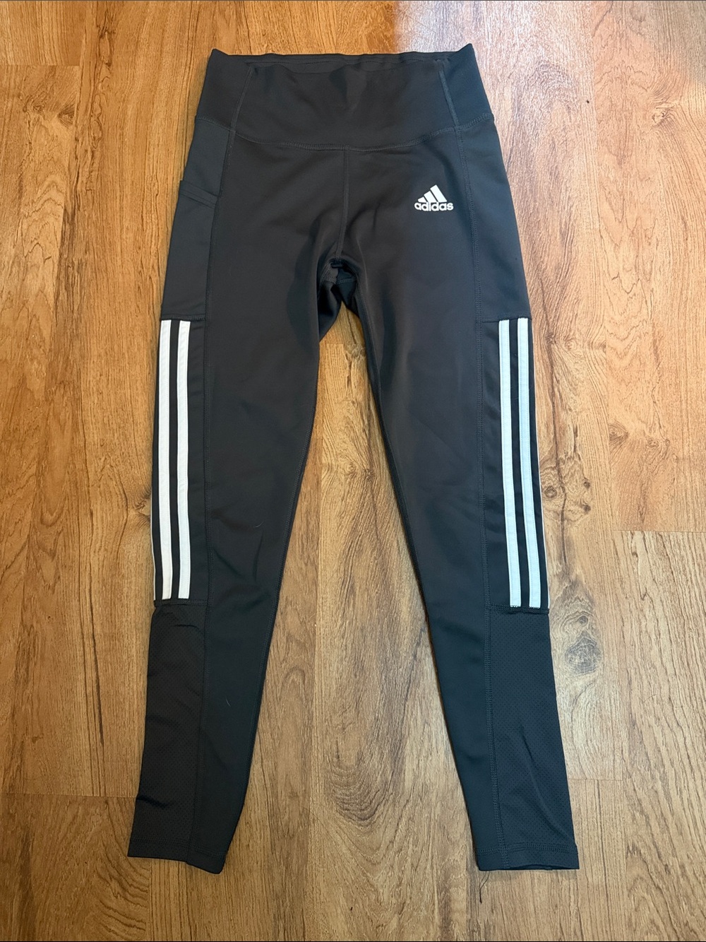 adidas Black Leggings with White Side Stripes and Logo